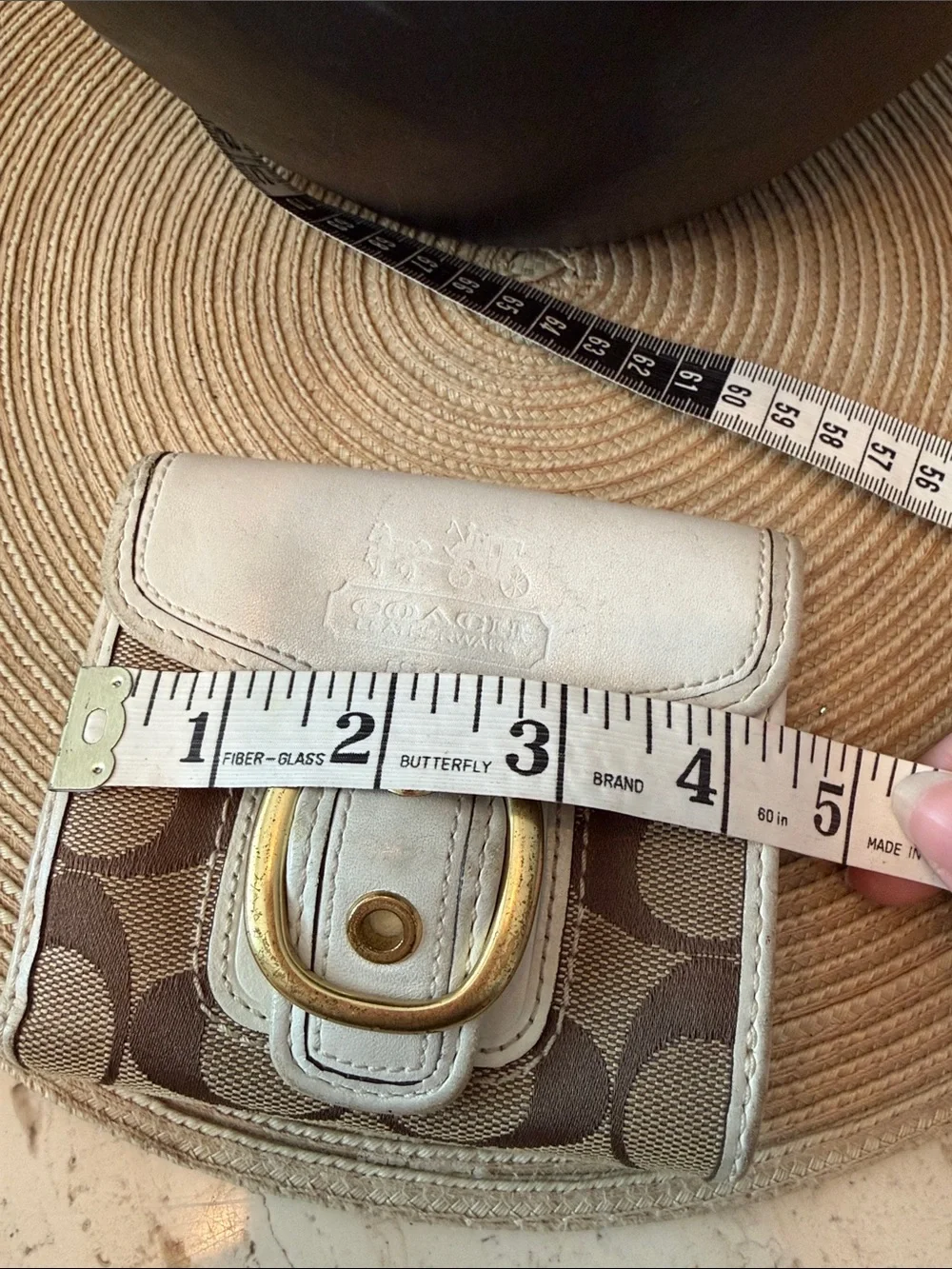 Coach Vintage Bleeker Signature Canvas Wallet with Tattersall Lining SoHo Buckle